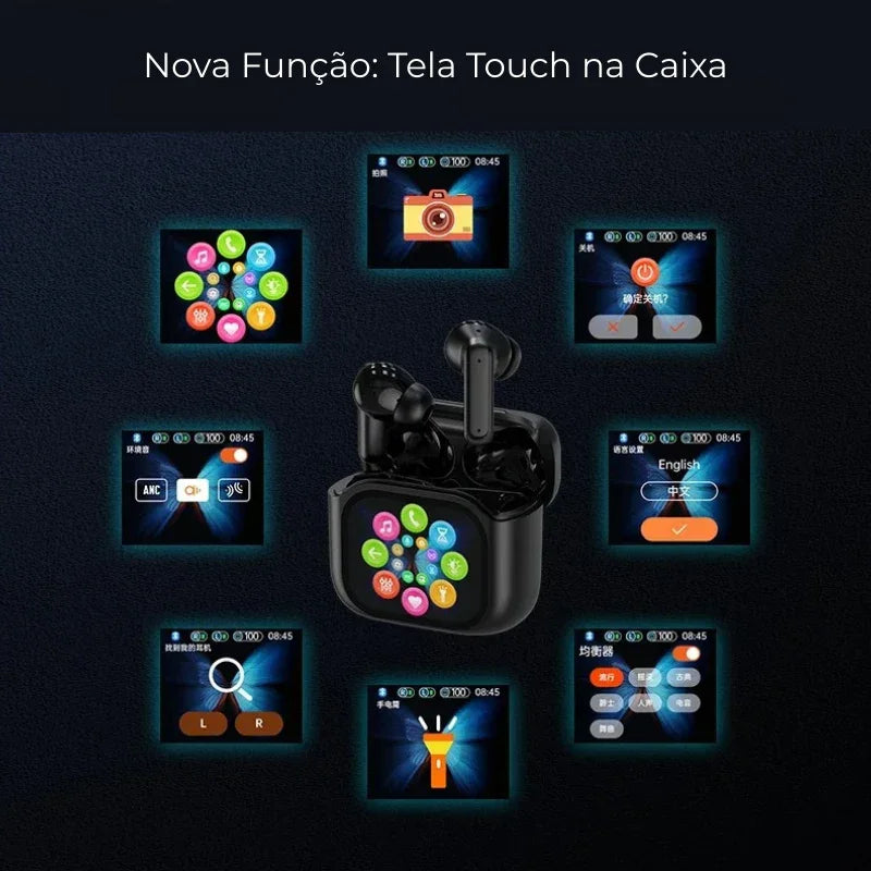 Fone de Ouvido Bluetooth com Caixa Touch